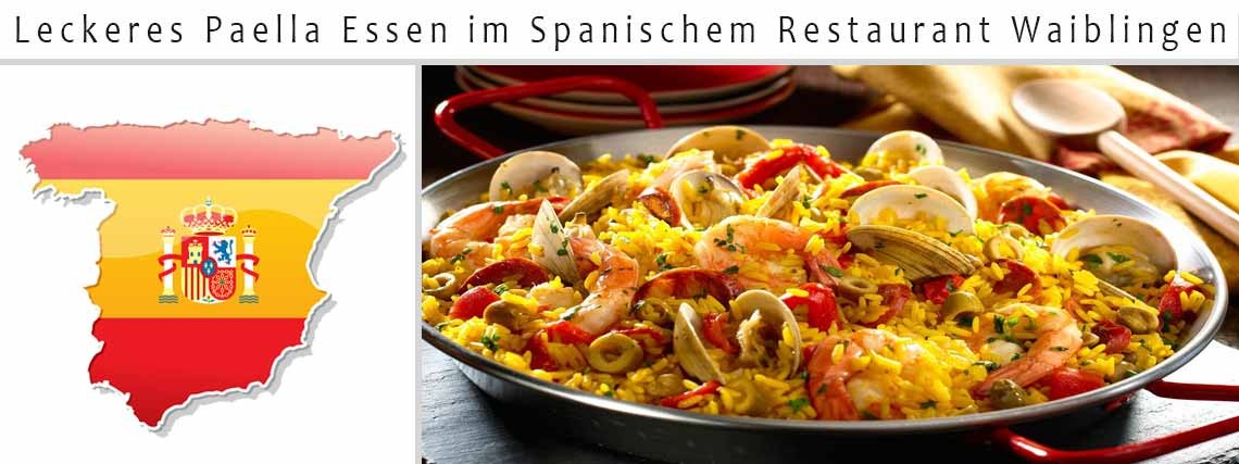 Leckere Paella essen im spanischen Restaurant in Waiblingen